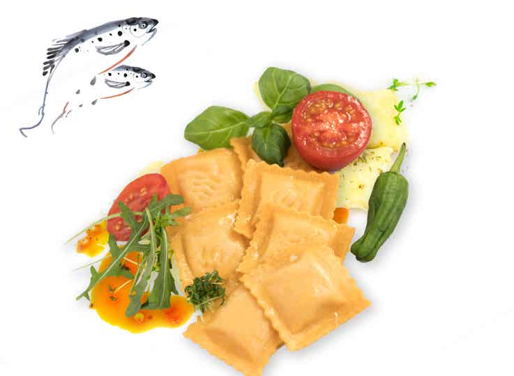 Agnolotti mit Räucherlachs-Füllung, 500 g frische Pasta