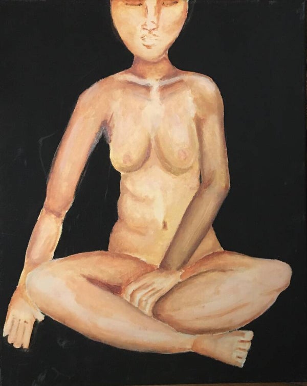 Naked woman sitting down - medium