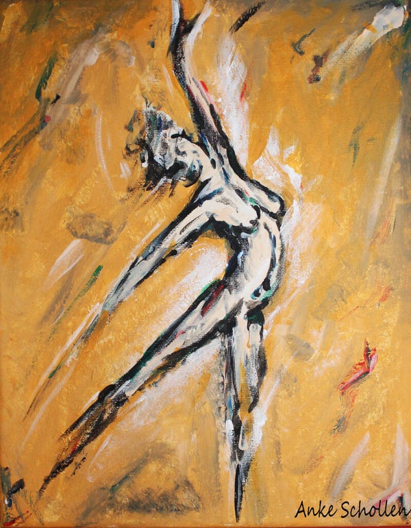 Dancing Woman  on Yellow - Small Duo