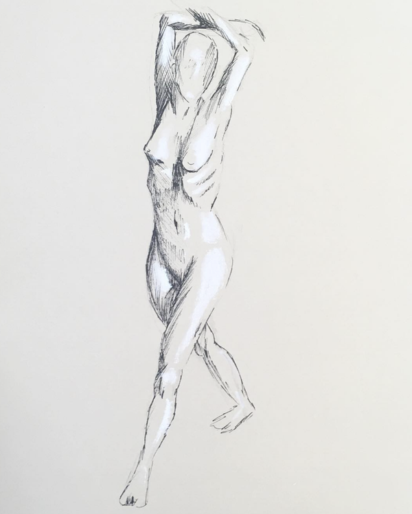 Sketch (pencil & white chalk)