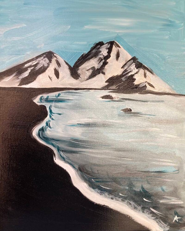 Black beach mountain landscape