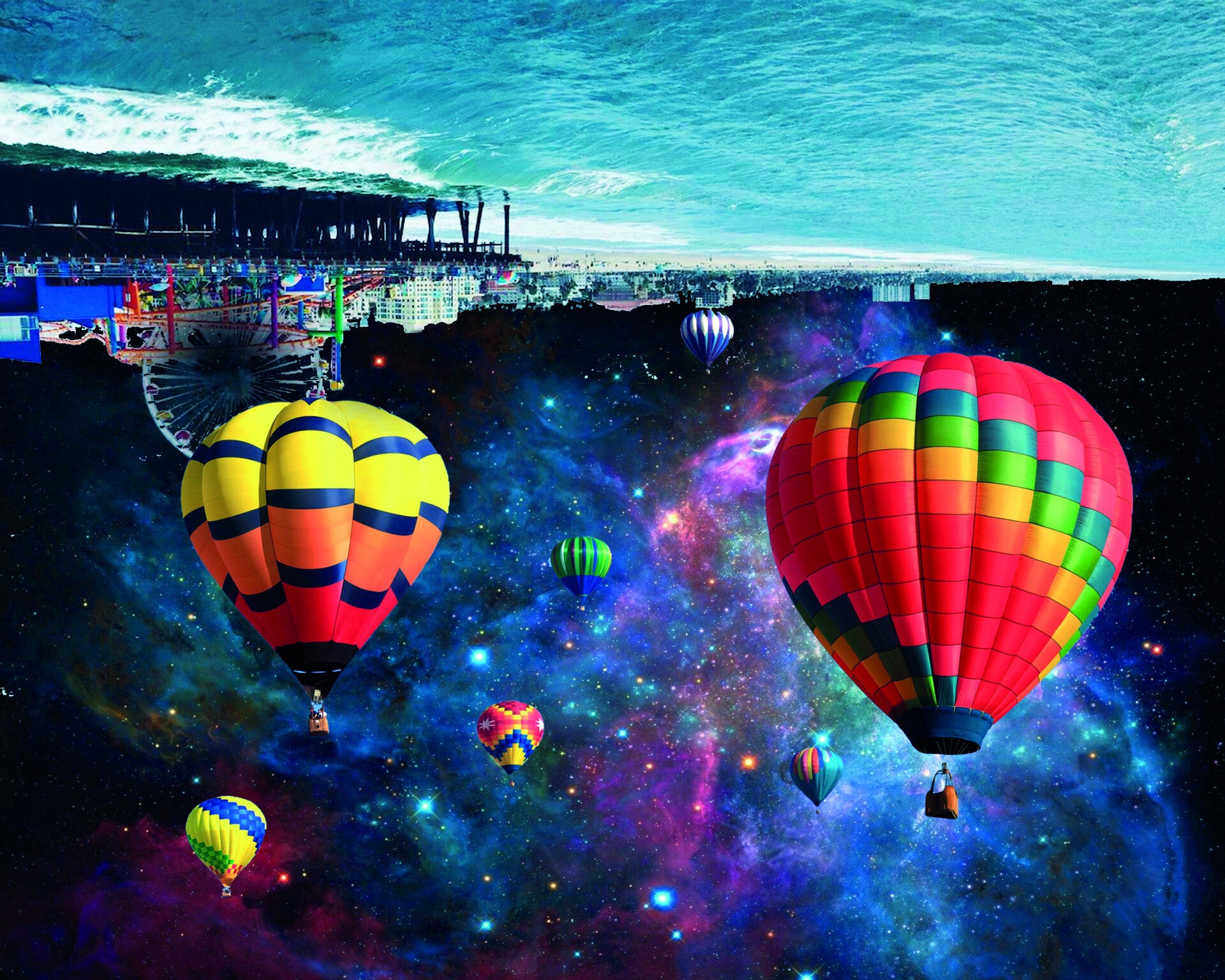 floating through space