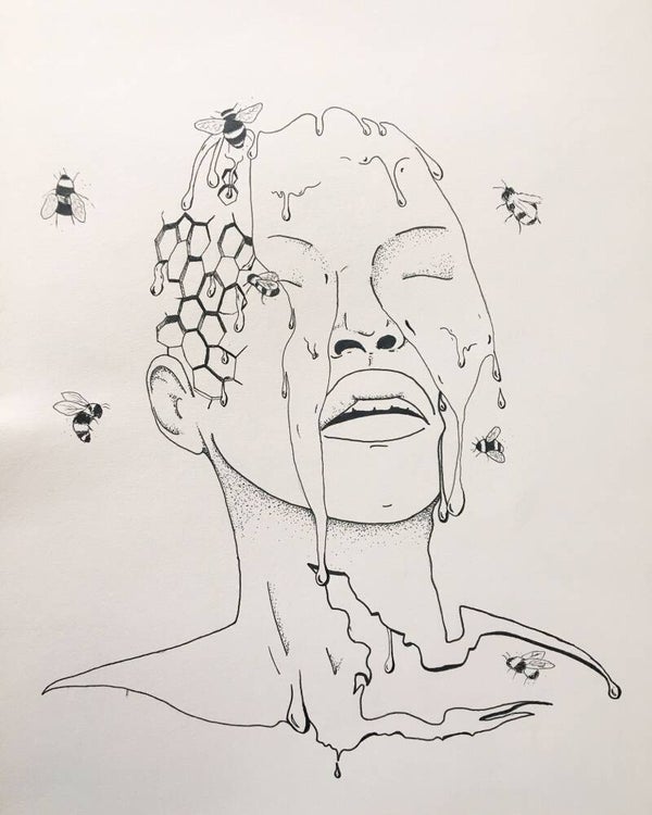 pen drawing - honeybee