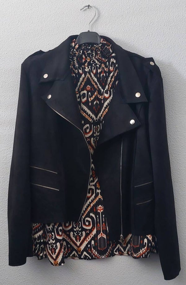 Suede biker jas