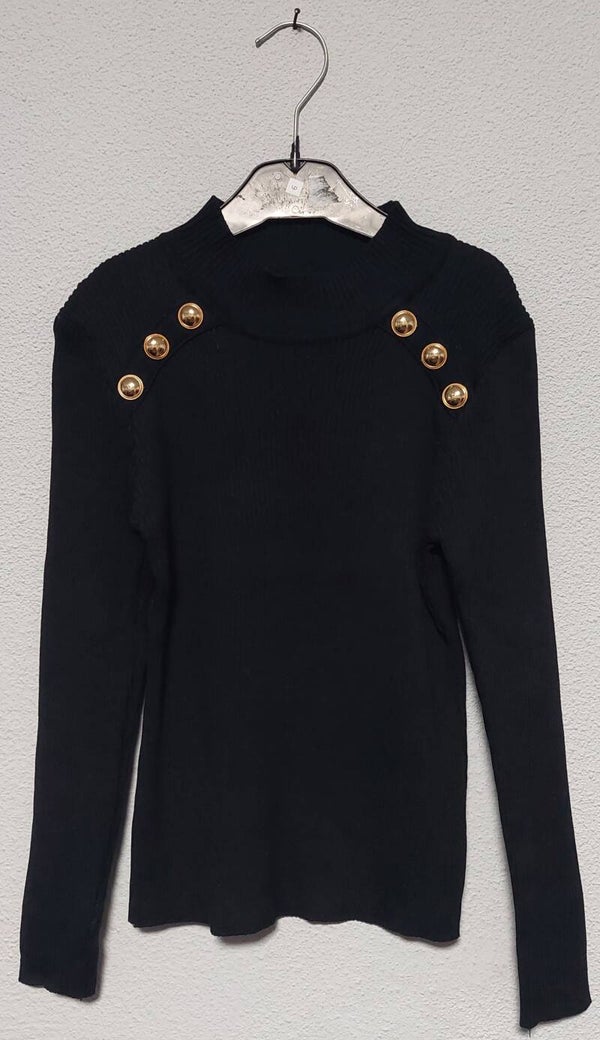 Zwart shirt met goudkleurige knopen