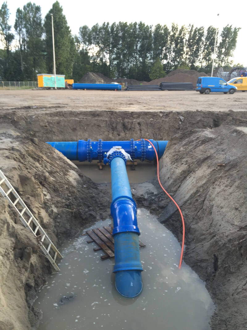 DN800 waterleiding met DN400 wegkruising