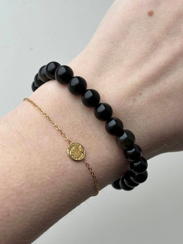 Goud obsidiaan kogelarmband