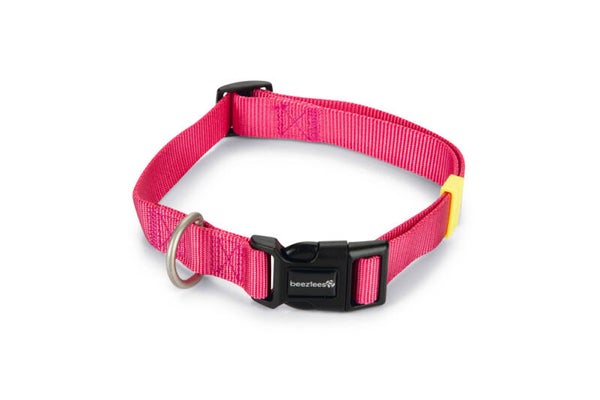 Beeztees nylon Hondenhalsband Uni roze 48-70x25