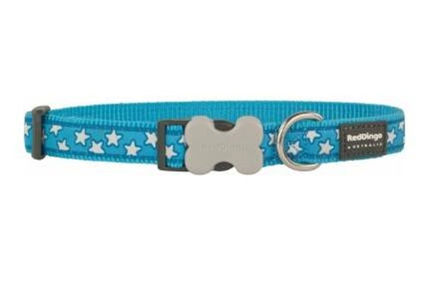 Red Dingo Hondenhalsband Stars on Turquoise 31-47 cm