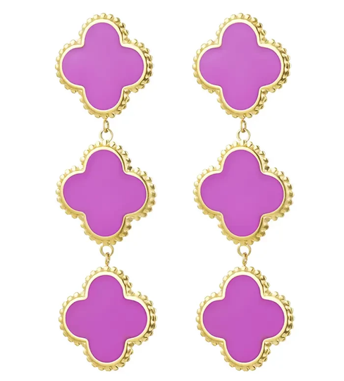 Oorbellen Lila clovers