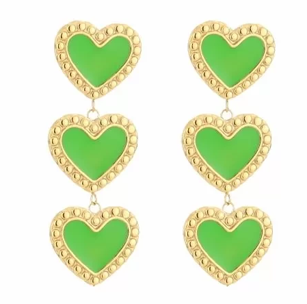 Oorbellen Light green hearts