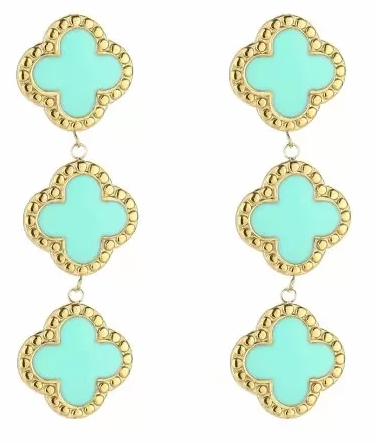 Oorbellen Turquoise klavers