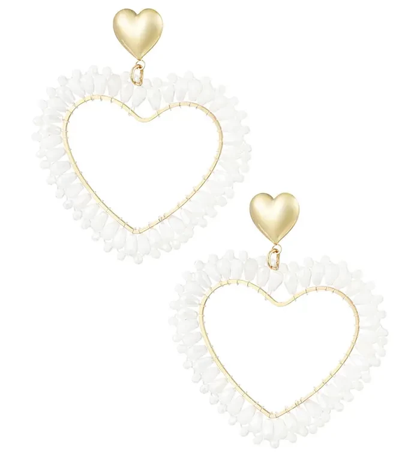 Oorbellen hartje hartje wit