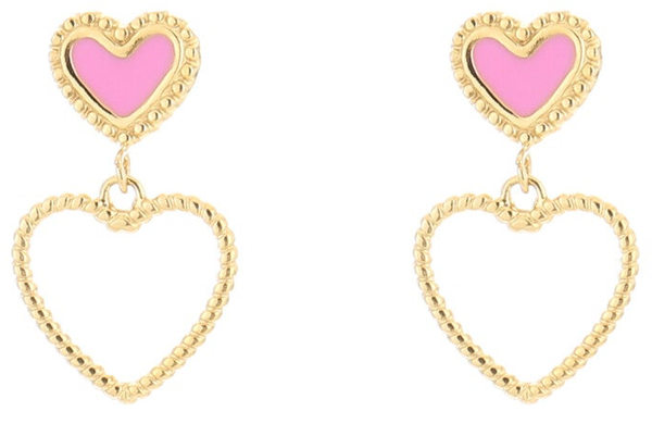Oorbellen pink gold heart