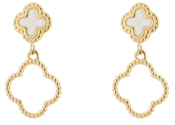 Oorbellen white gold clover