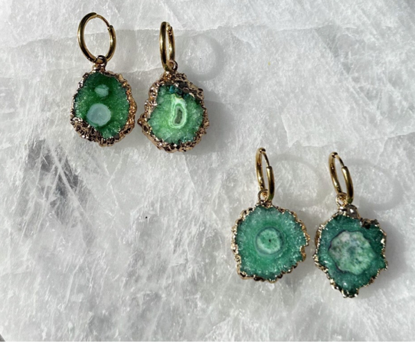 Oorbellen Natural stone gold