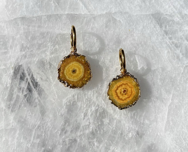 Oorbellen Natural stone gold