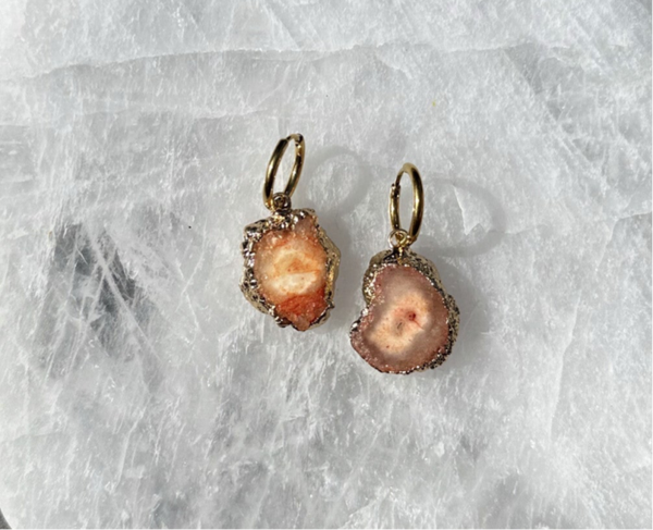 Oorbellen Natural stone gold