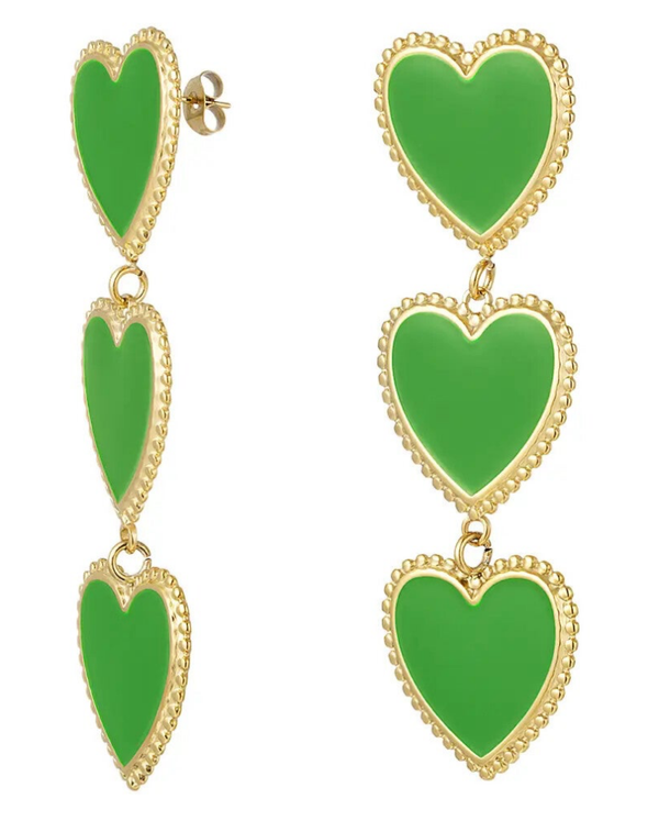 Oorbellen Green light hearts