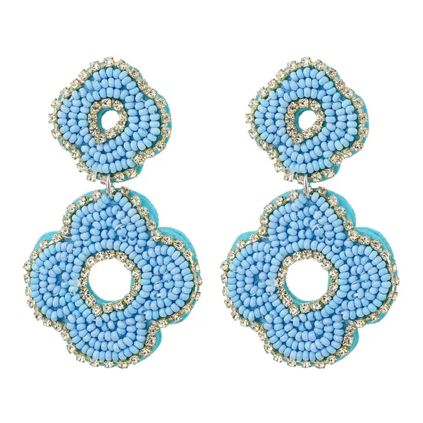 Oorbellen Blue double flower