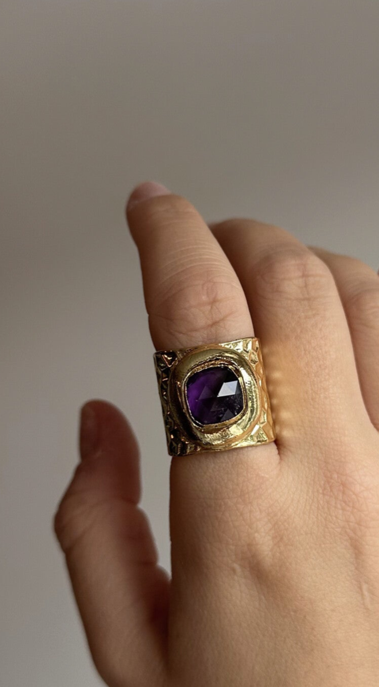 Ring Natuur steen Paars