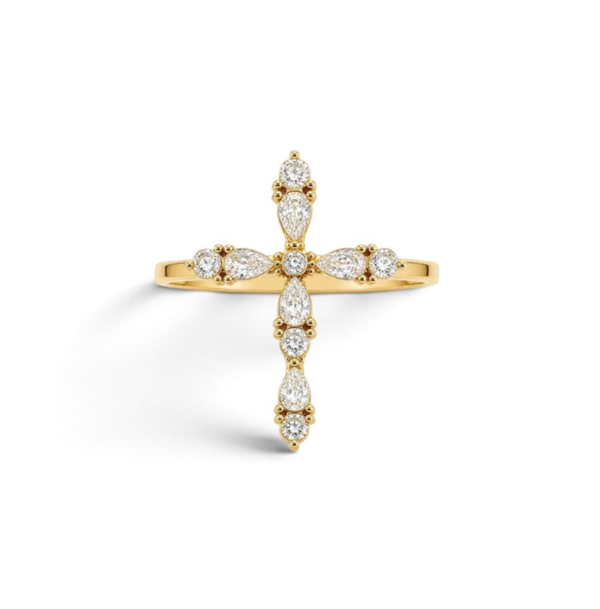 Crystal Cross Statement Ring
