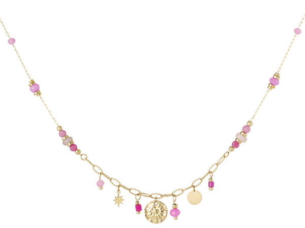 Ketting BOHO pink