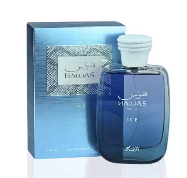 HAWAS ICE_Rasasi Perfume Masculino Ultra Fresco, Acuático y Aromático para Días Calurosos