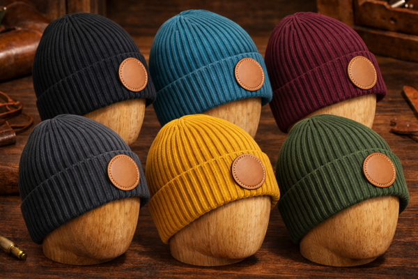 Bonnet personnalisé avec écusson cuir