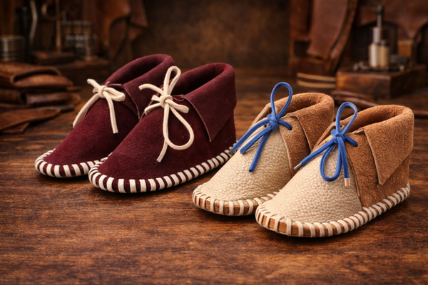 Mocassins souvenir de naissance en cuir personnalisables