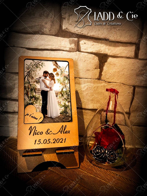 Support Smartphone/Cadre Photo "Noces de Cuir/Mariage"