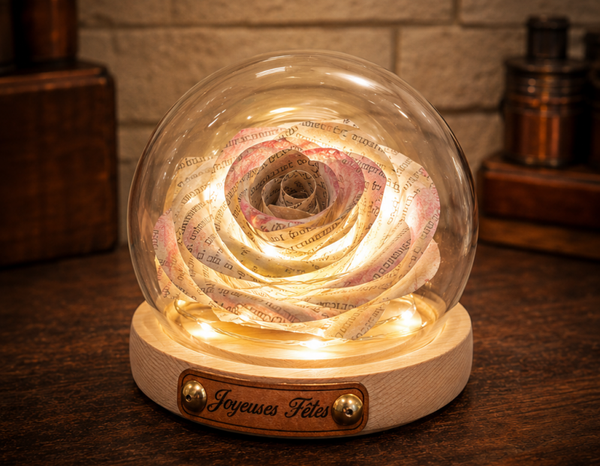 Rose souvenir sous cloche personnalisable