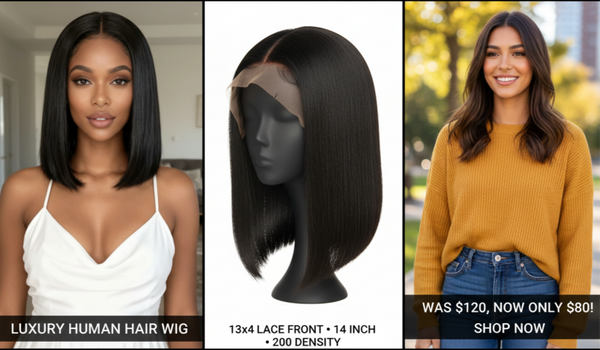 STAIGHT BOB 14'' , 13X4 , 100% NATURAL