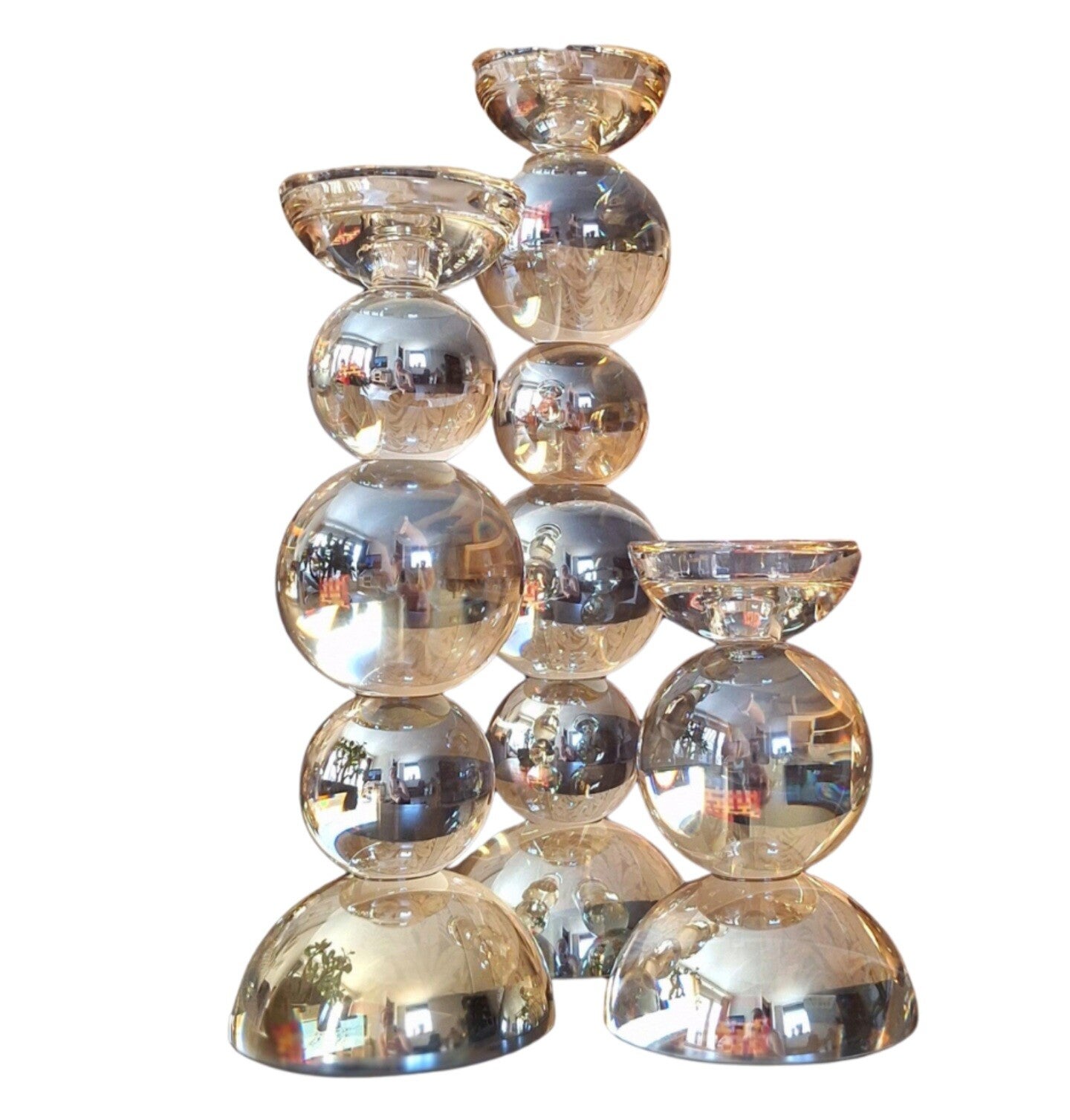 Kandelaars  Kristal Colmore - goud glans - set van 3