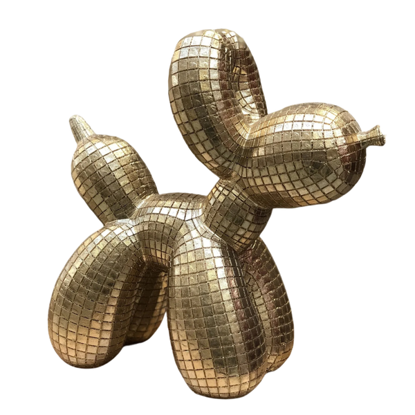 Disco Ballon Hond Beeldje “Disco Balloon Dog” - Goud - 26 cm