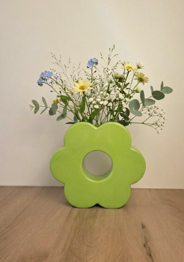 DOIY Vase Blume grün Gänseblümchen