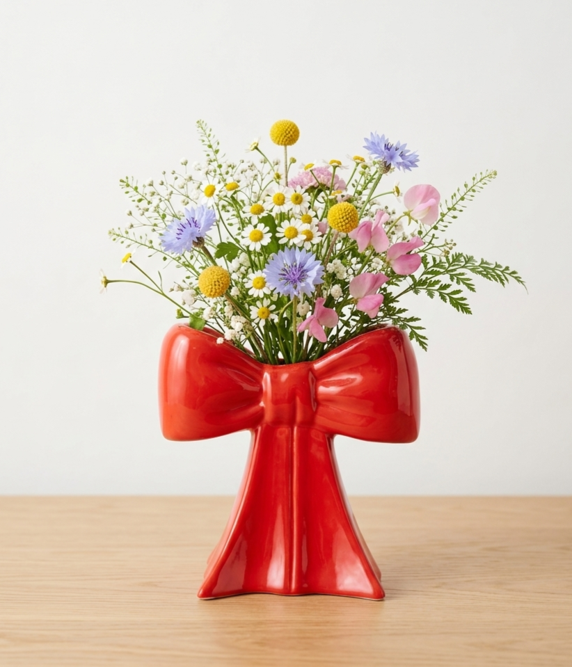 Vase DOIY Schleife rot