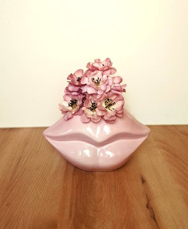 Vase / Stifthalter Lippen rosa