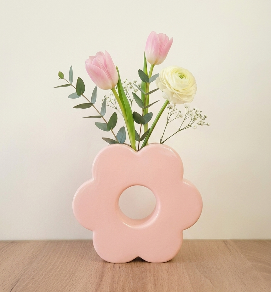DOIY Vase Blume rosa Gänseblümchen