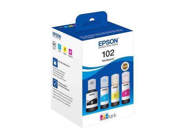 Epson 102 Original Ink Refill C13T03R640 Black, Cyan, Magenta, Yellow Multipack Pack of 4