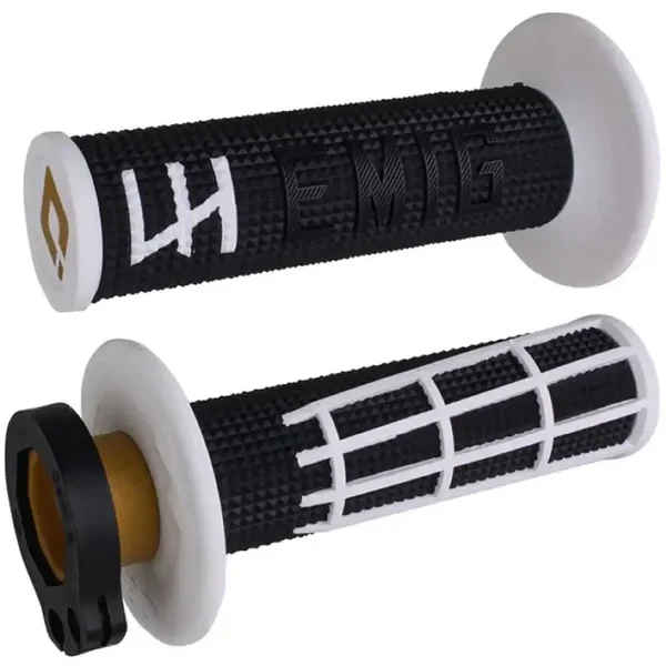 ODI BLACK/WHITE EMIG LOCK-ON GRIPS HALF WAFFLE