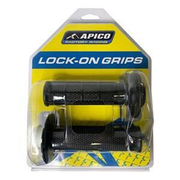 HANDLEBAR GRIPS APICO LOCK ON FULL DIAMOND HALF WAFFLE BLACK