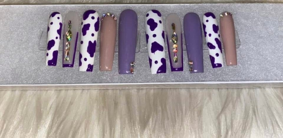 Purple Cowprint Nailz