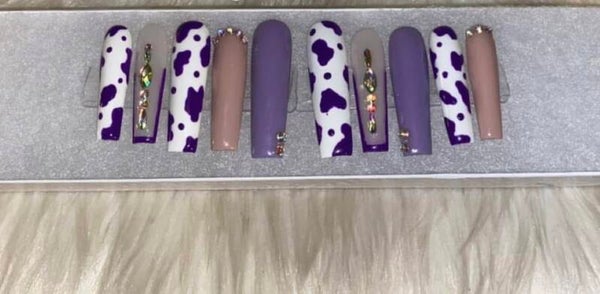 Purple Cowprint Nailz