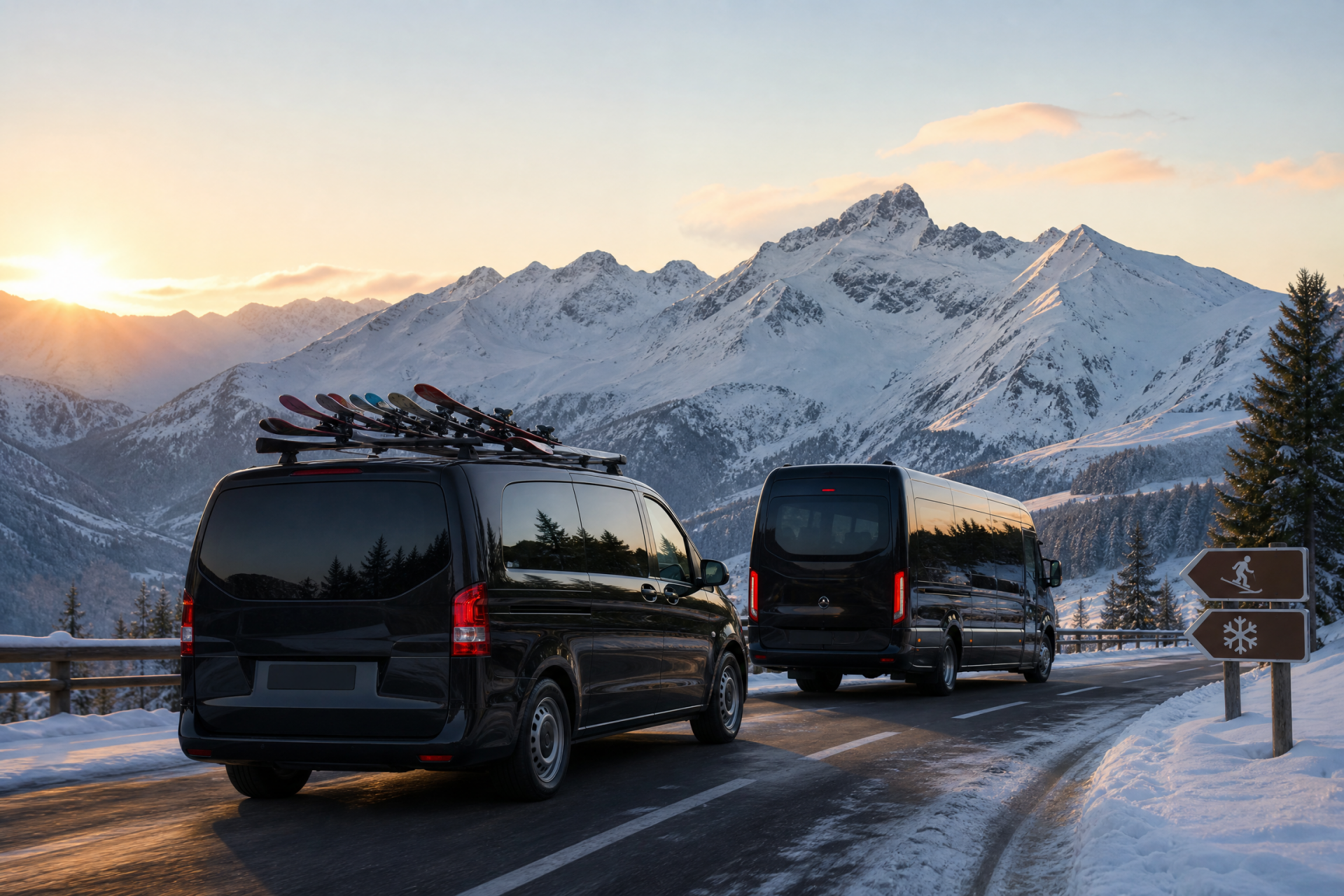 Limousine, Van, Minibus, Minicar, autocar et bus avec chauffeur Lutry-  Transfert ski