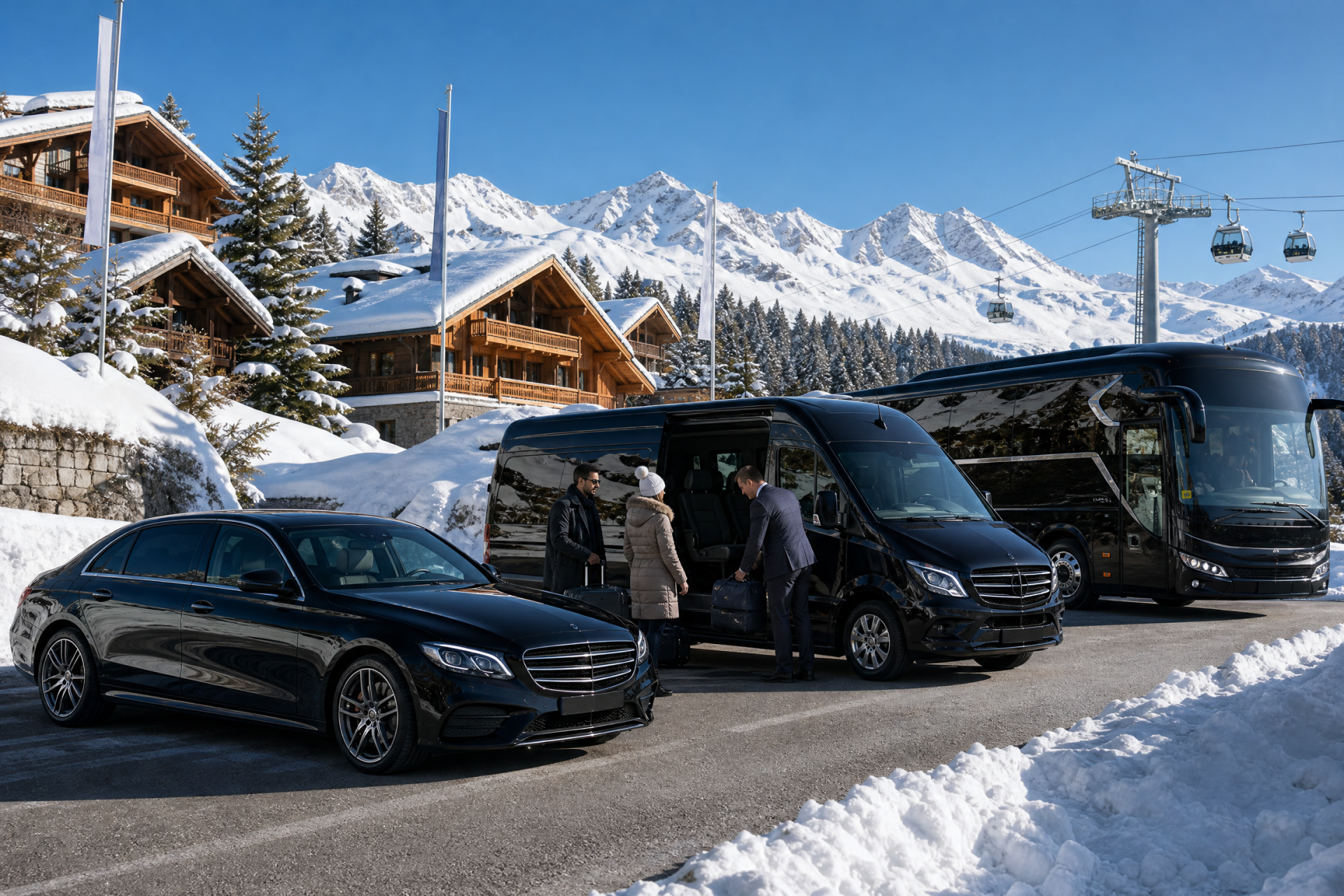 Limousine, Van, Minibus, Minicar, autocar et bus avec chauffeur Vionnaz- Transfert ski