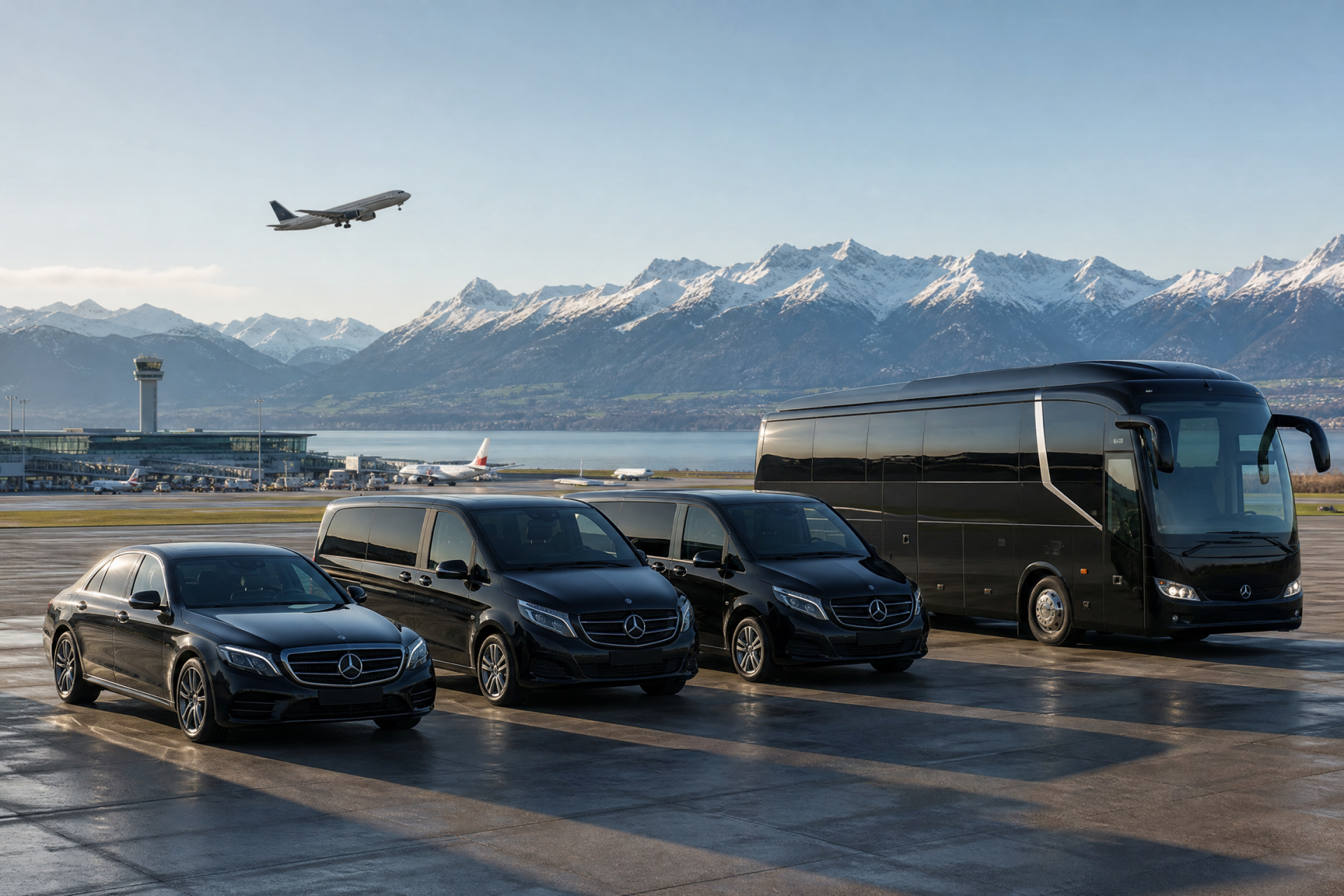 Limousine, Van, Minibus, Minicar, autocar et bus avec chauffeur Oron-la-Ville-  Transfert aéroport