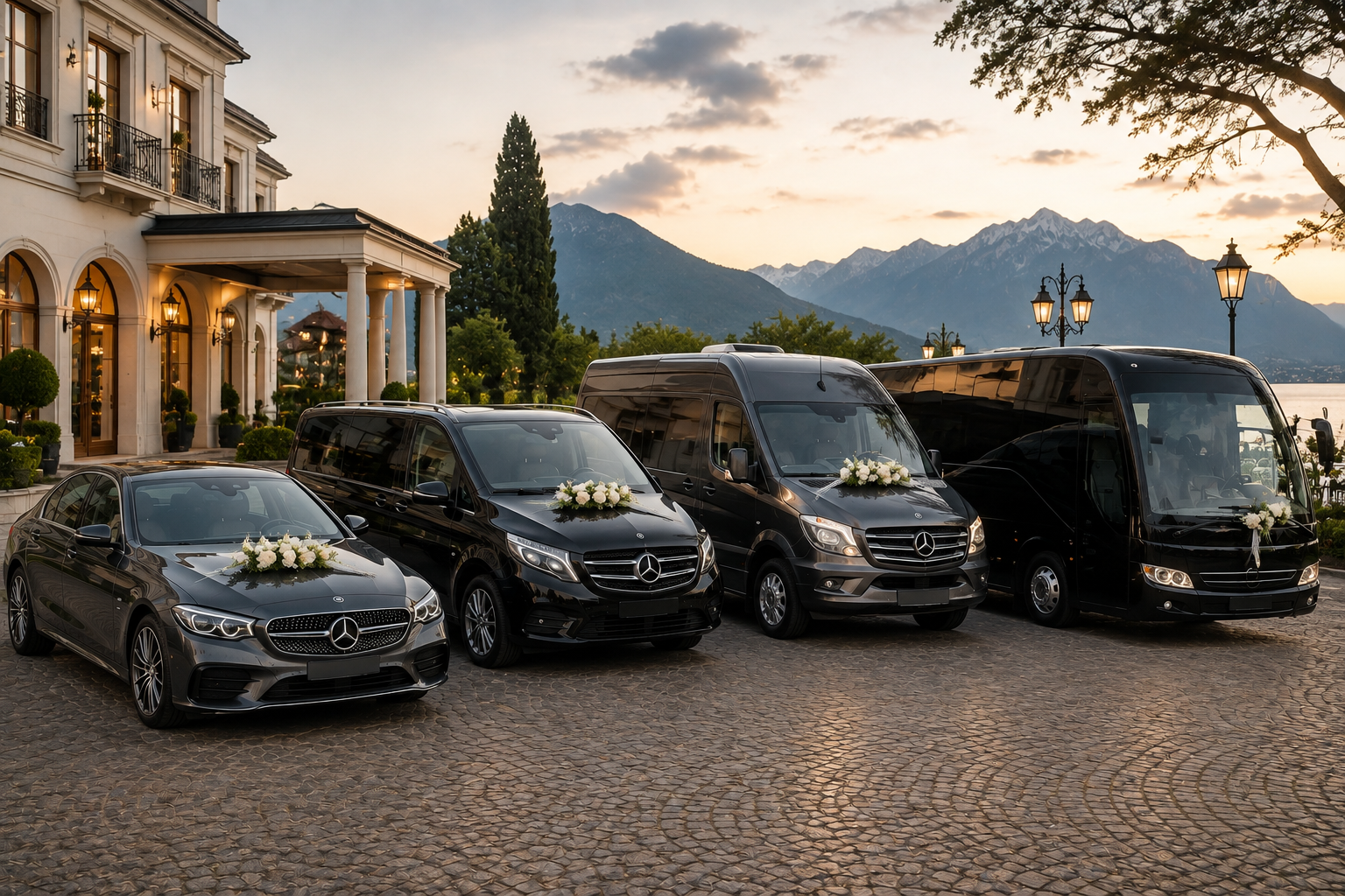 Limousine, Van, Minibus, Minicar, autocar et bus avec chauffeur Coppet- Mariage