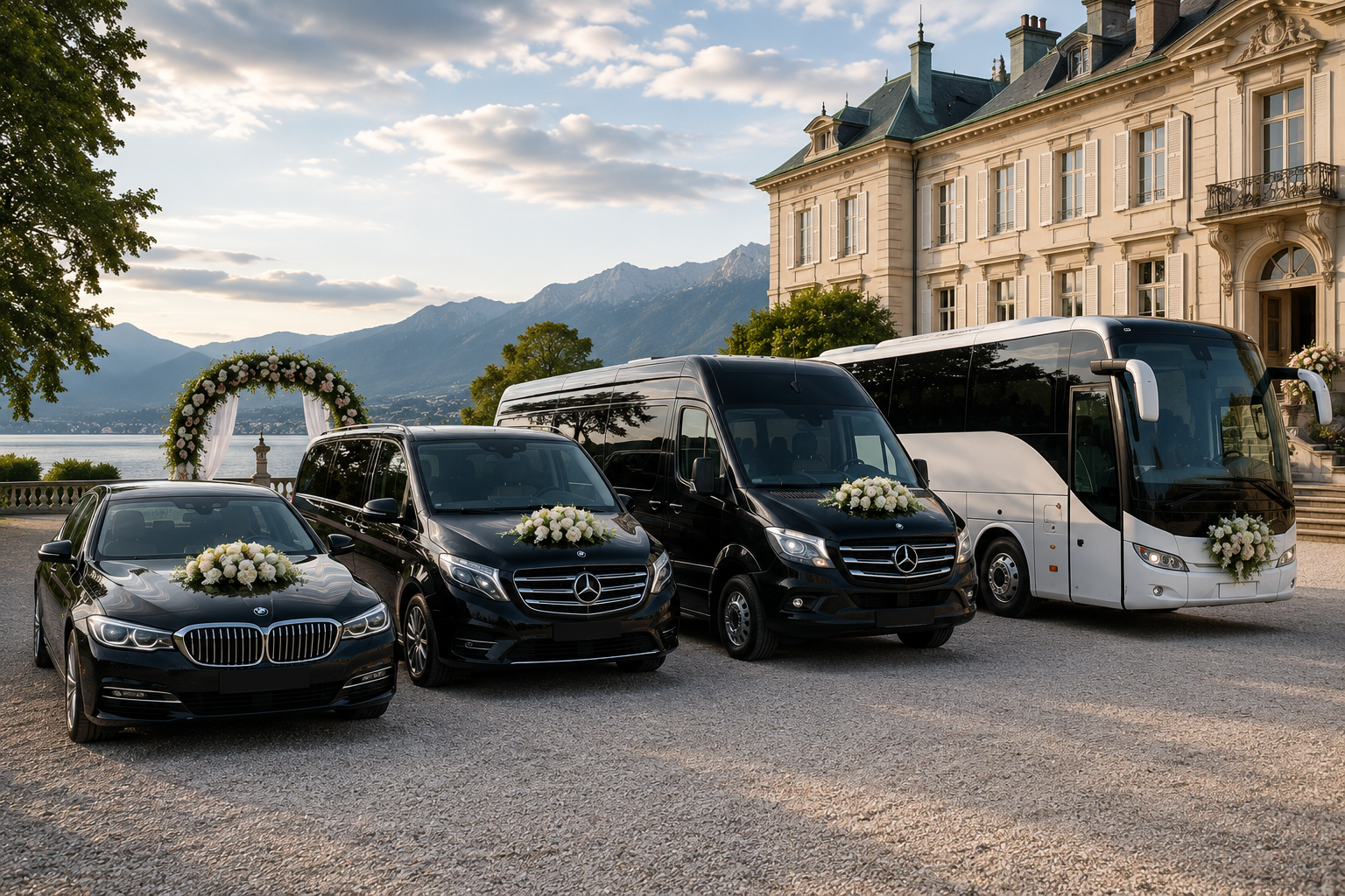 Limousine, Van, Minibus, Minicar, autocar et bus avec chauffeur Vevey - Mariage