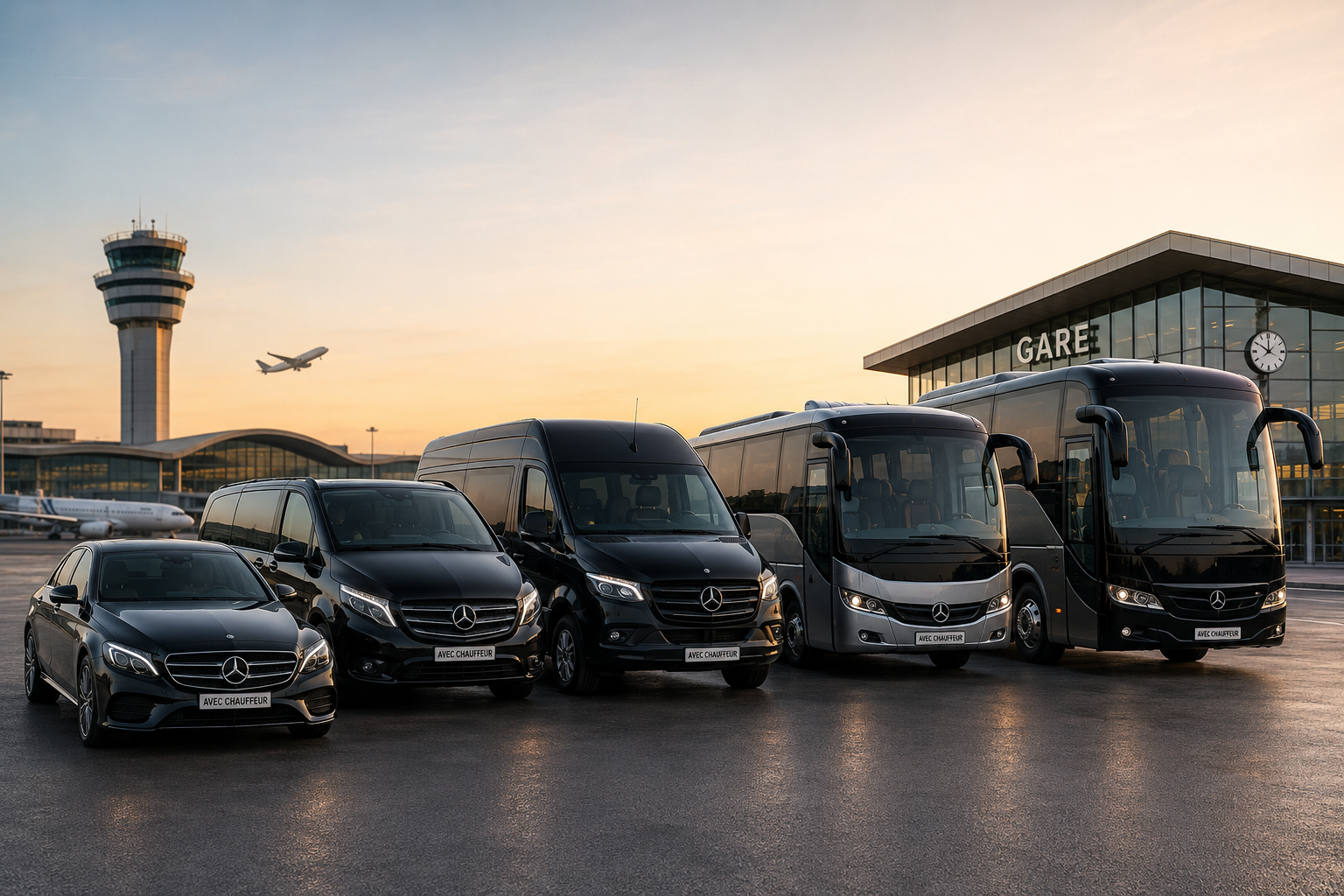 Limousine, Van, Minibus, Minicar, autocar et bus avec chauffeur Sierre- Transfert aéroport